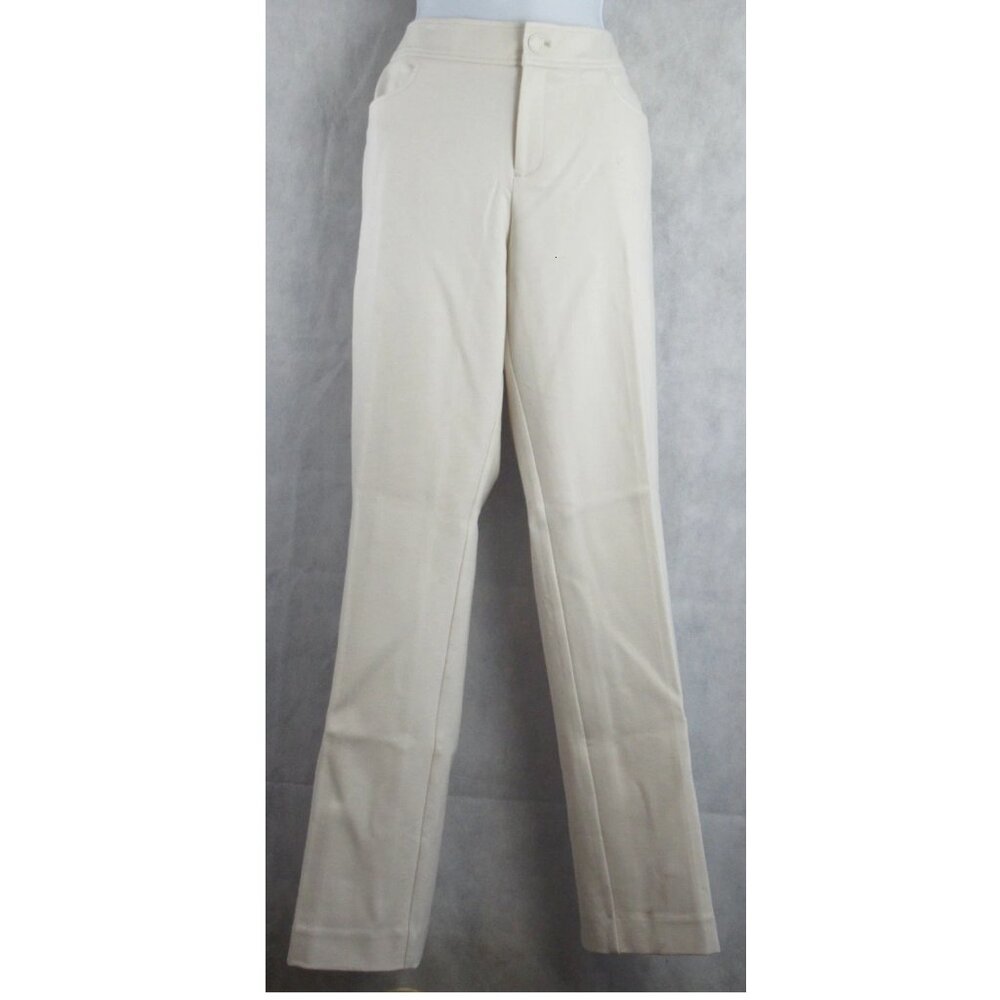 NWT Anne Klein Women's Petite Straight Leg Knit Trousers Pants, Anne White, 8P